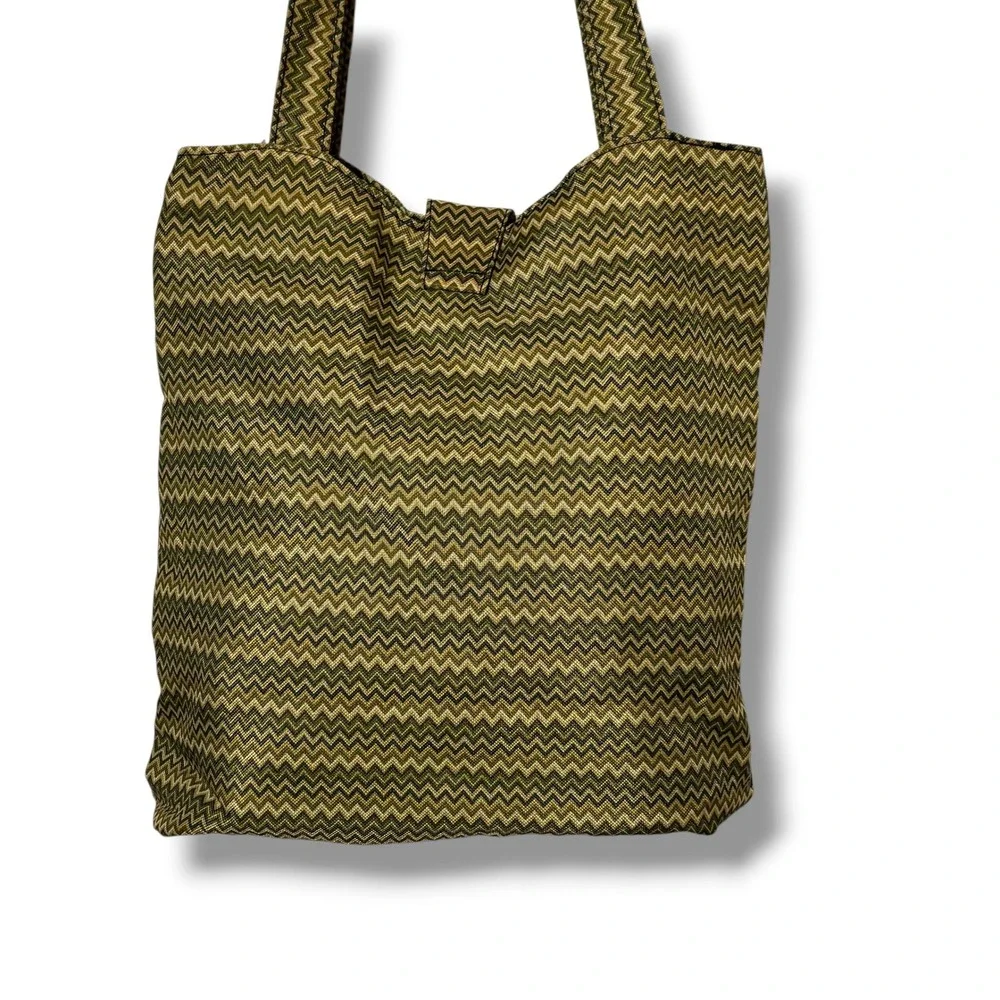 Calypso Studios Chevron Bag Collection Handmade Cotton Tote Olive Green Zigzag
